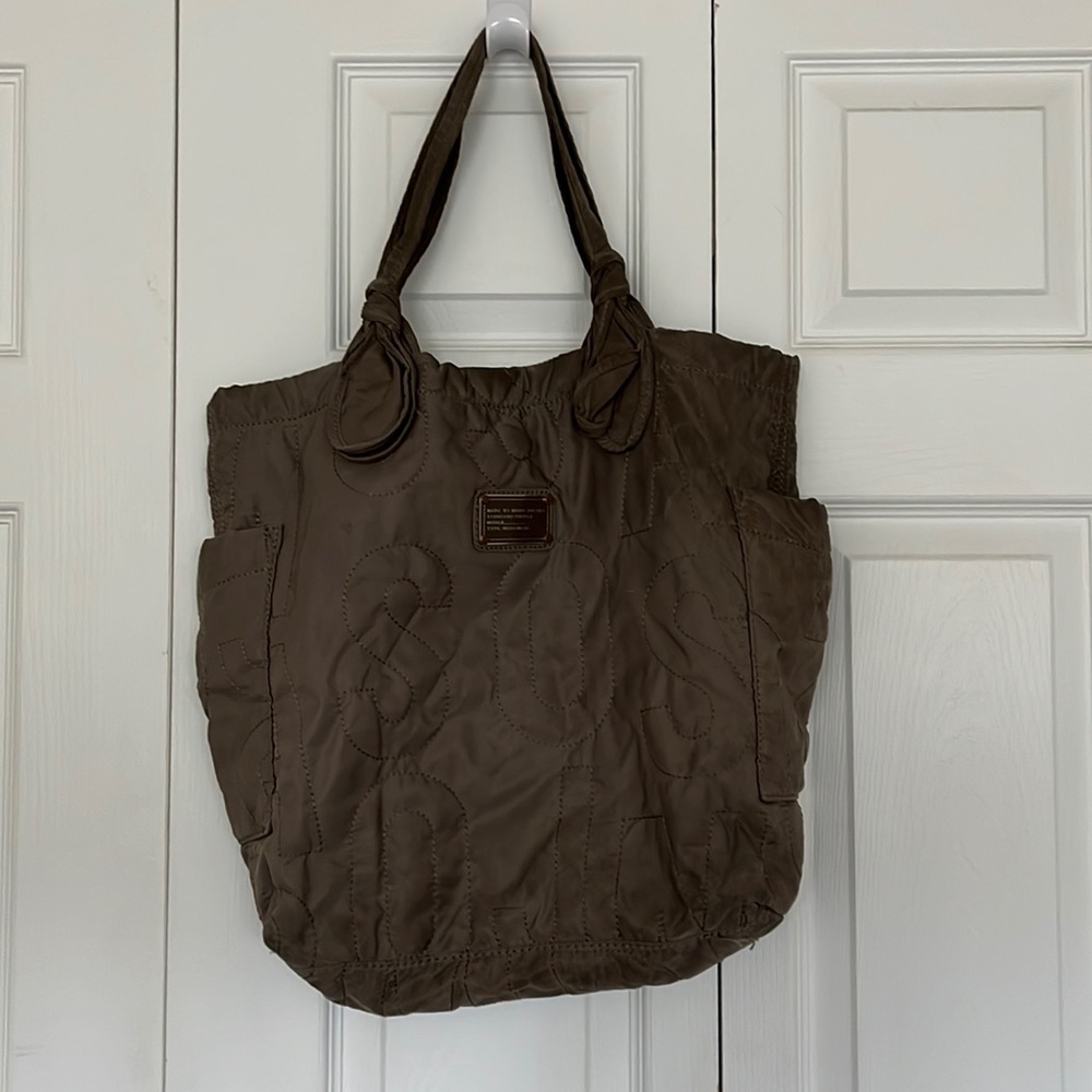 Marc by Marc Jacobs pretty nylon Tate bag in stone quartz color large